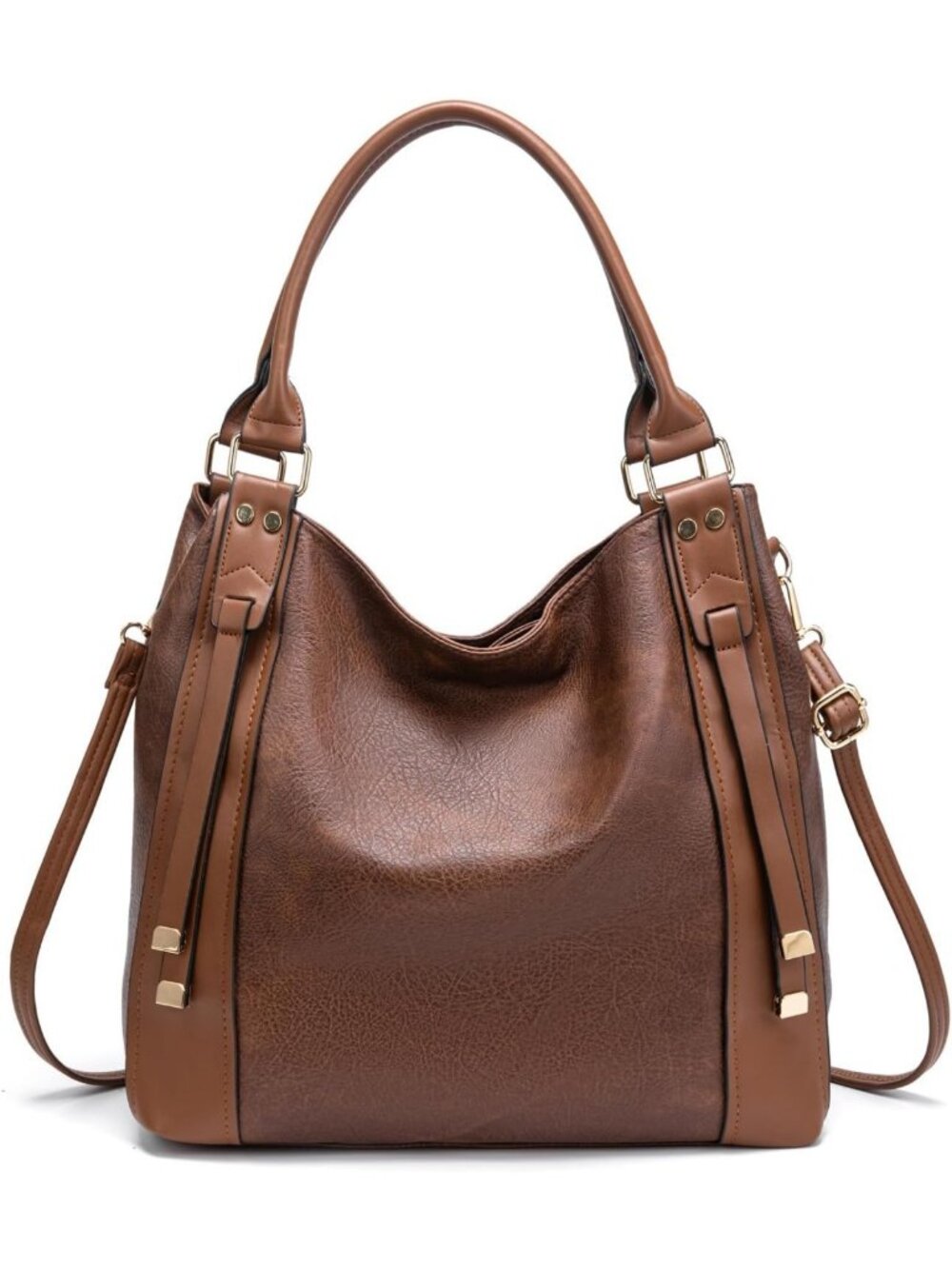 Vintage Large PU Hobo Tote Bag - Stylish Satchel Purse with Adjustable Strap for